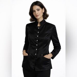 Vintage Haute Couture Elegant Black Silk Women's Jacket